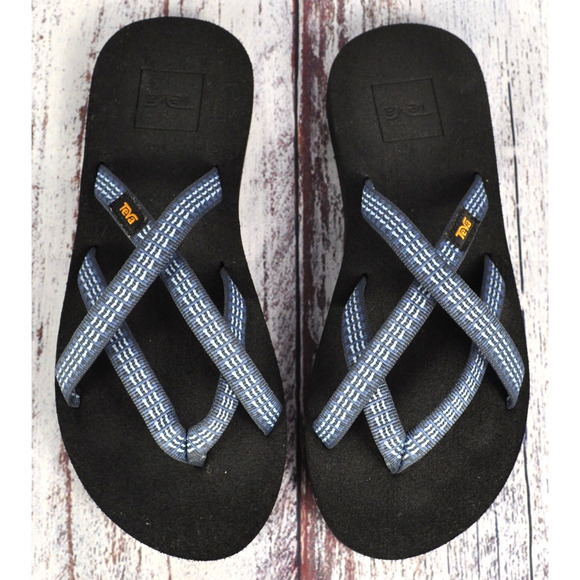 Teva Olowahu Mush Sandals Women/s Size 5 Blue/Black Flip Flops Style 6840 - Picture 1 of 7